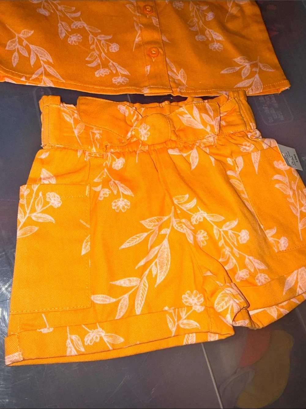 Eddie Bauer Orange Floral Two-Piece Kids Set